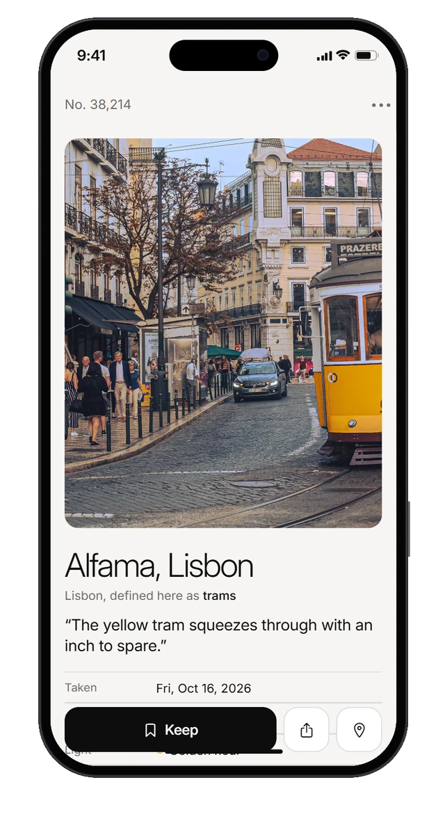 A glimpse of Alfama, Lisbon: catalogue number 38,214, the tram photo and its caption