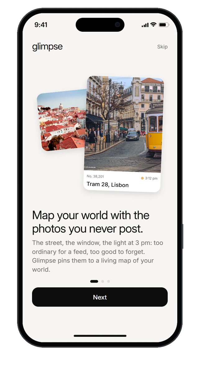 Welcome card 1: map your world with the photos you never post